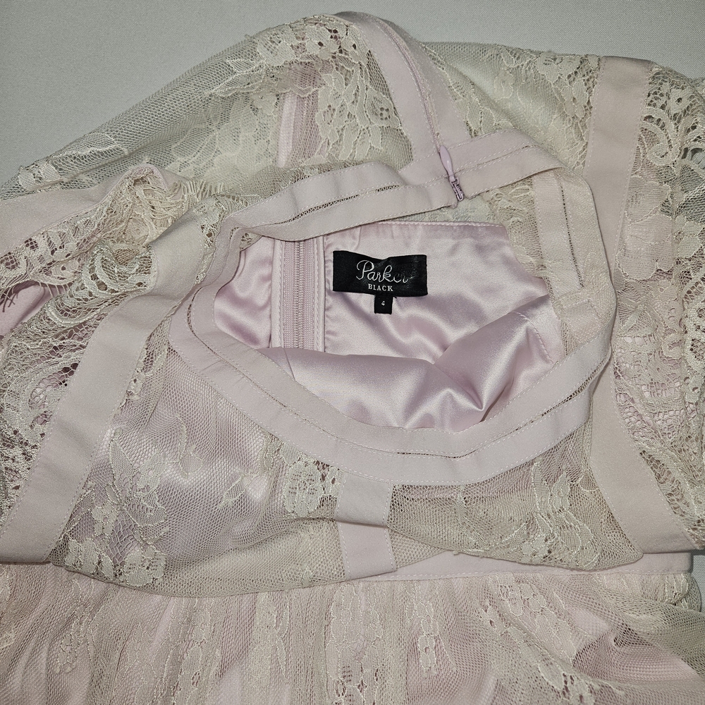 Parker Tesoro Dress LIght Pink Lace Midi Size 4 - Picture 7 of 7